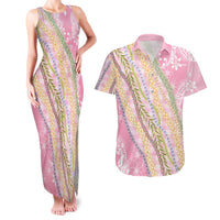 Pink Palaka Hawaii Leis Couples Matching Tank Maxi Dress and Hawaiian Shirt Hawaiian-plaid Elegant Tropical Vibes LT14 Pink - Polynesian Pride