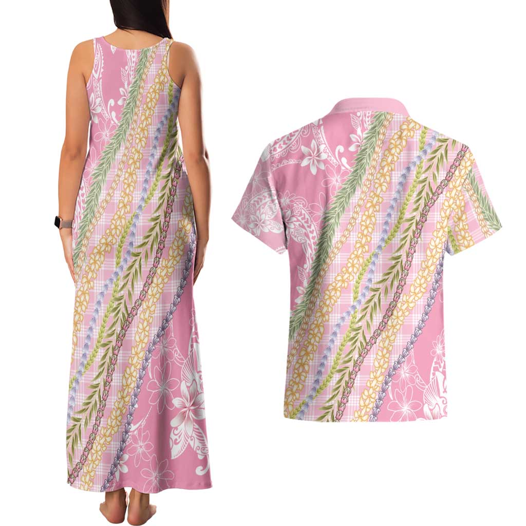 Pink Palaka Hawaii Leis Couples Matching Tank Maxi Dress and Hawaiian Shirt Hawaiian-plaid Elegant Tropical Vibes LT14 - Polynesian Pride