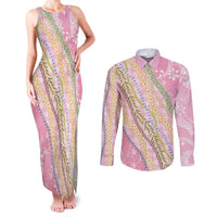Pink Palaka Hawaii Leis Couples Matching Tank Maxi Dress and Long Sleeve Button Shirt Hawaiian-plaid Elegant Tropical Vibes LT14 Pink - Polynesian Pride
