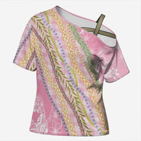 Pink Palaka Hawaii Leis Cross Shoulder Shirt Hawaiian-plaid Elegant Tropical Vibes LT14 Female Pink - Polynesian Pride
