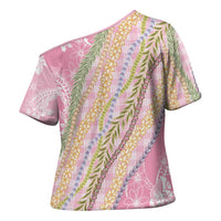 Pink Palaka Hawaii Leis Cross Shoulder Shirt Hawaiian-plaid Elegant Tropical Vibes LT14 - Polynesian Pride