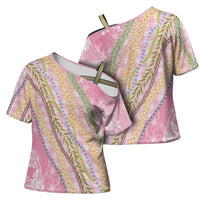 Pink Palaka Hawaii Leis Cross Shoulder Shirt Hawaiian-plaid Elegant Tropical Vibes LT14 - Polynesian Pride