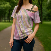 Pink Palaka Hawaii Leis Cross Shoulder Shirt Hawaiian-plaid Elegant Tropical Vibes LT14 - Polynesian Pride