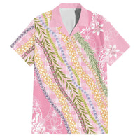 Pink Palaka Hawaii Leis Family Matching Long Sleeve Bodycon Dress and Hawaiian Shirt Hawaiian-plaid Elegant Tropical Vibes LT14 Dad's Shirt - Short Sleeve Pink - Polynesian Pride