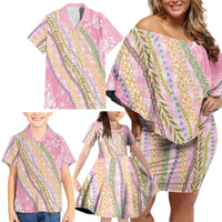 Pink Palaka Hawaii Leis Family Matching Off Shoulder Short Dress and Hawaiian Shirt Hawaiian-plaid Elegant Tropical Vibes LT14 - Polynesian Pride