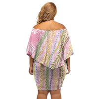 Pink Palaka Hawaii Leis Family Matching Off Shoulder Short Dress and Hawaiian Shirt Hawaiian-plaid Elegant Tropical Vibes LT14 - Polynesian Pride