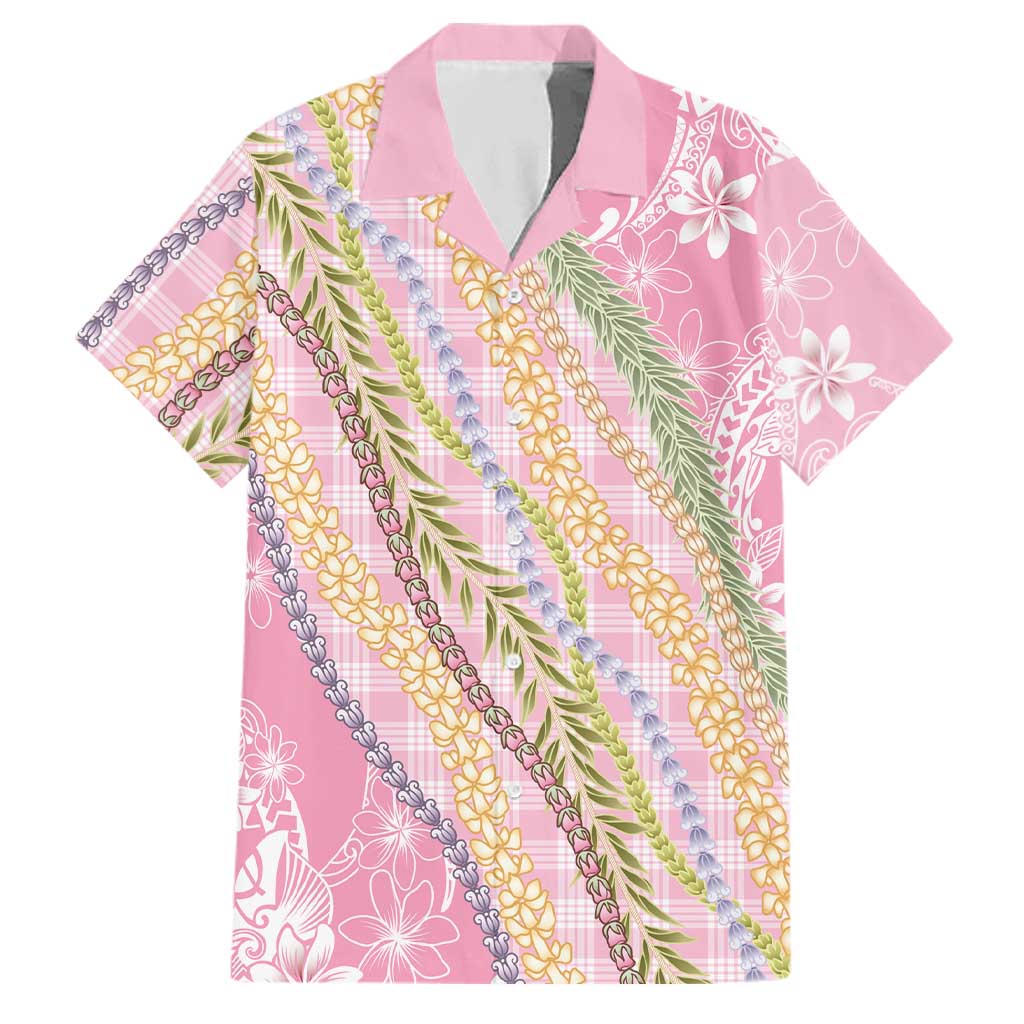 Pink Palaka Hawaii Leis Family Matching Puletasi and Hawaiian Shirt Hawaiian-plaid Elegant Tropical Vibes LT14 Dad's Shirt - Short Sleeve Pink - Polynesian Pride