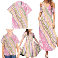 Pink Palaka Hawaii Leis Family Matching Summer Maxi Dress and Hawaiian Shirt Hawaiian-plaid Elegant Tropical Vibes LT14 - Polynesian Pride