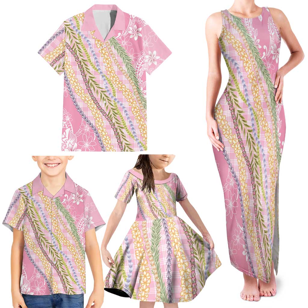 Pink Palaka Hawaii Leis Family Matching Tank Maxi Dress and Hawaiian Shirt Hawaiian-plaid Elegant Tropical Vibes LT14 - Polynesian Pride