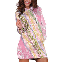 Pink Palaka Hawaii Leis Hoodie Dress Hawaiian-plaid Elegant Tropical Vibes LT14 Pink - Polynesian Pride