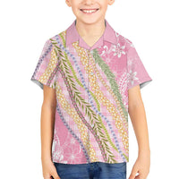Pink Palaka Hawaii Leis Kid Hawaiian Shirt Hawaiian-plaid Elegant Tropical Vibes - Polynesian Pride