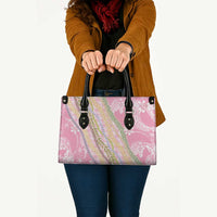 Pink Palaka Hawaii Leis Leather Bag Hawaiian-plaid Elegant Tropical Vibes - Polynesian Pride