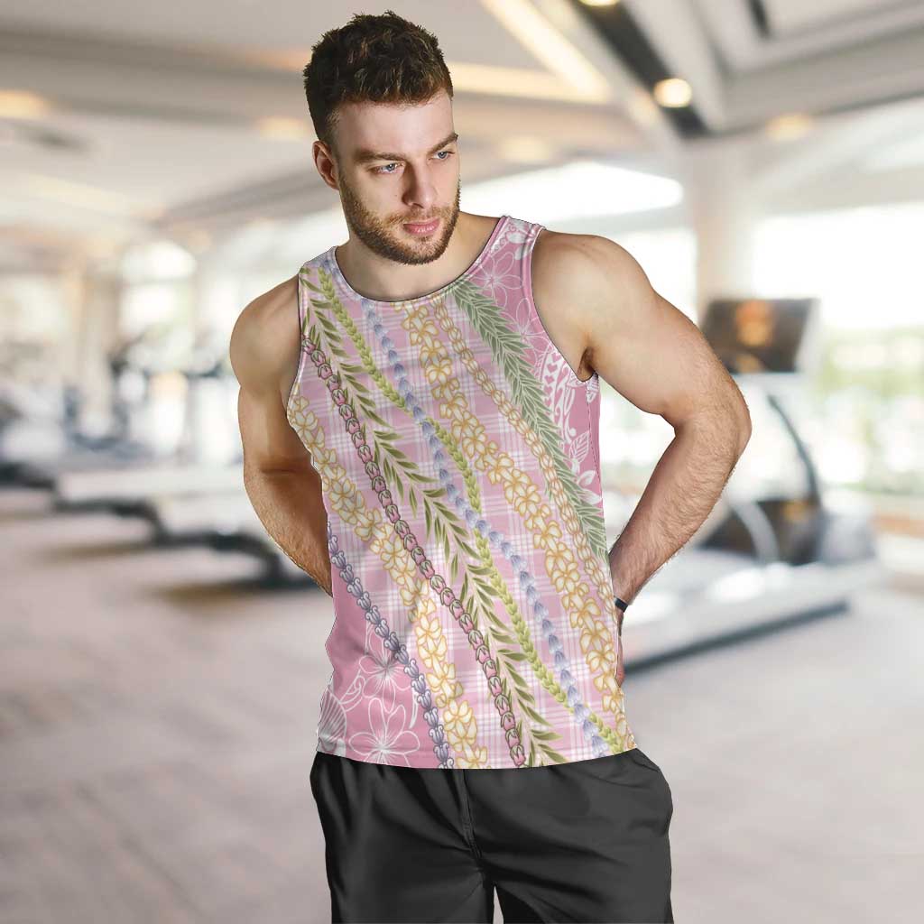 Pink Palaka Hawaii Leis Men Tank Top Hawaiian-plaid Elegant Tropical Vibes - Polynesian Pride