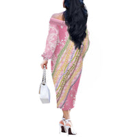 Pink Palaka Hawaii Leis Off The Shoulder Long Sleeve Dress Hawaiian-plaid Elegant Tropical Vibes LT14 - Polynesian Pride