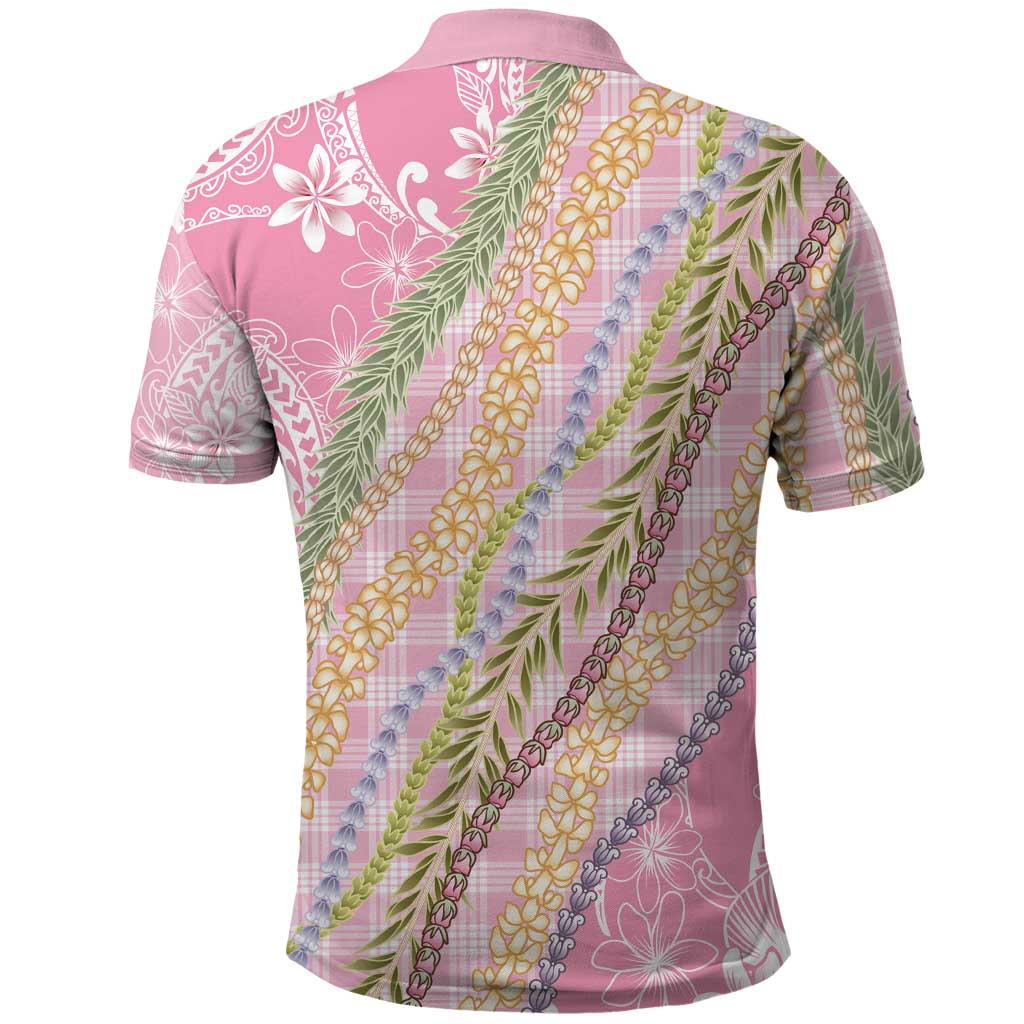 Pink Palaka Hawaii Leis Polo Shirt Hawaiian-plaid Elegant Tropical Vibes LT14 - Polynesian Pride