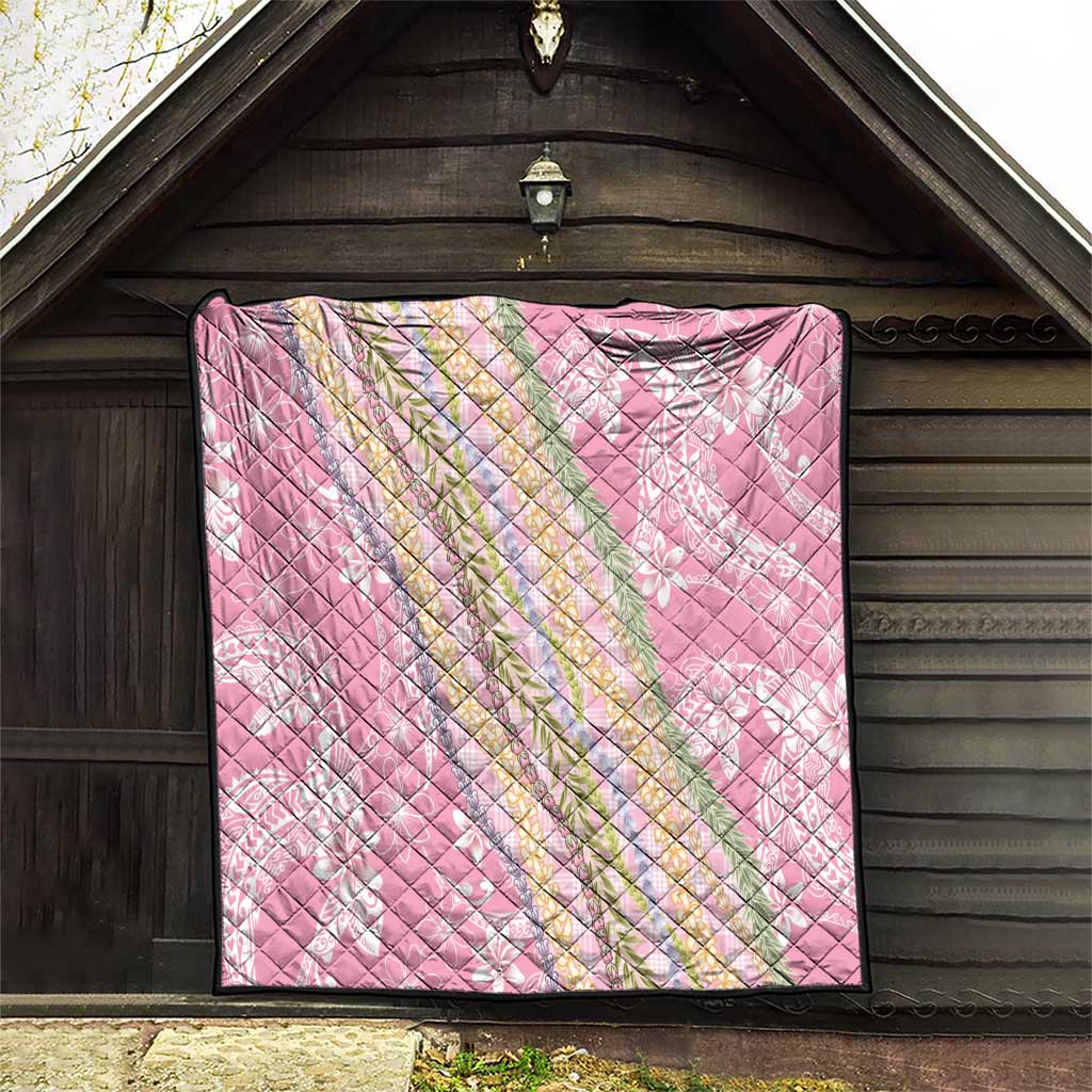 Pink Palaka Hawaii Leis Quilt Hawaiian-plaid Elegant Tropical Vibes - Polynesian Pride