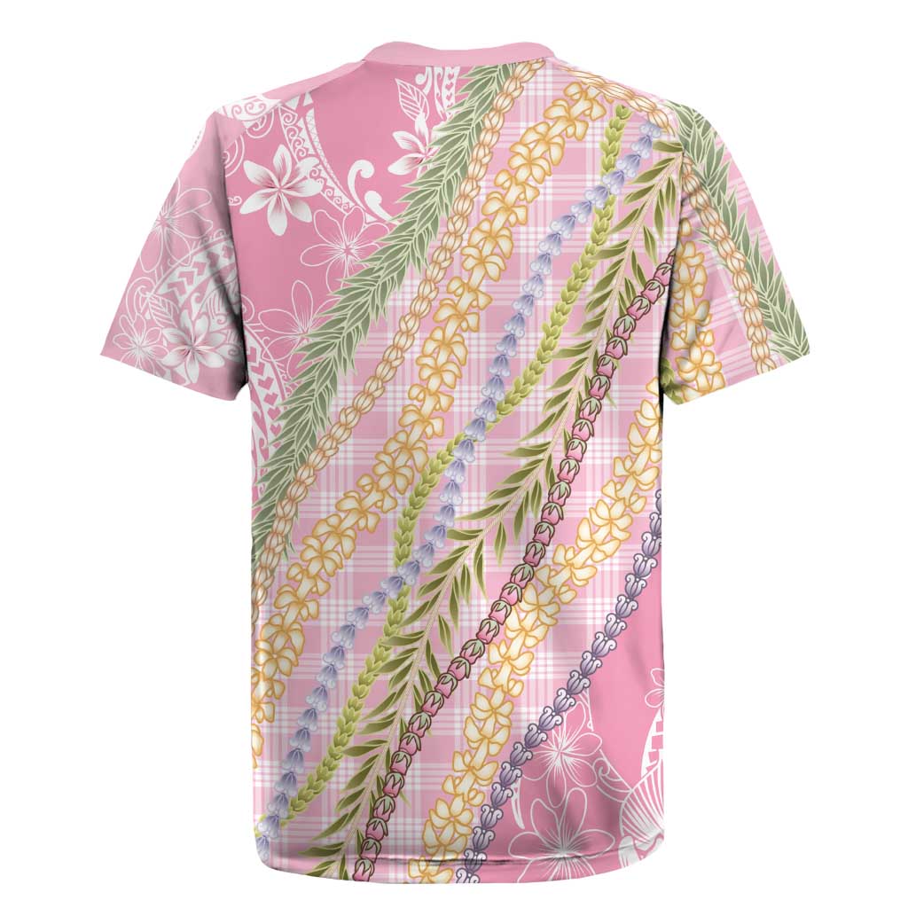 Pink Palaka Hawaii Leis Rugby Jersey Hawaiian-plaid Elegant Tropical Vibes - Polynesian Pride