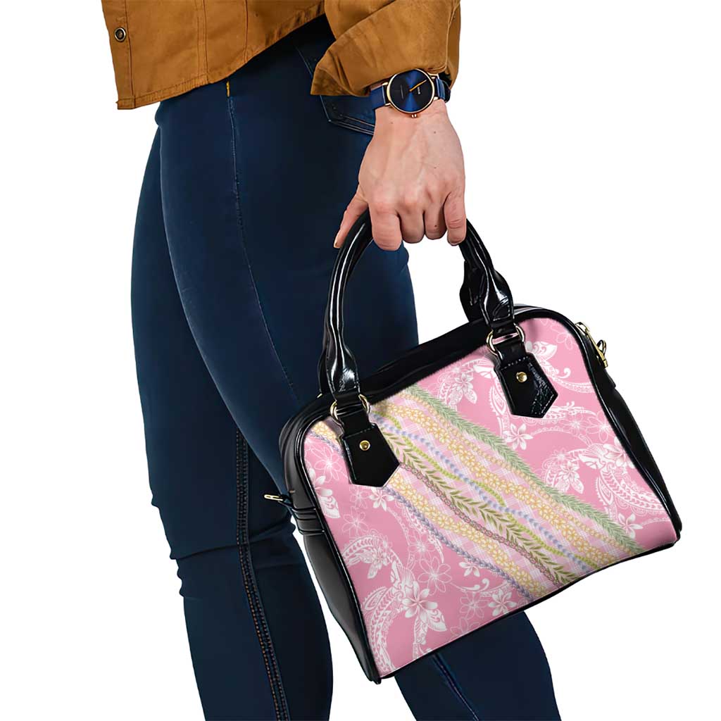 Pink Palaka Hawaii Leis Shoulder Handbag Hawaiian-plaid Elegant Tropical Vibes - Polynesian Pride