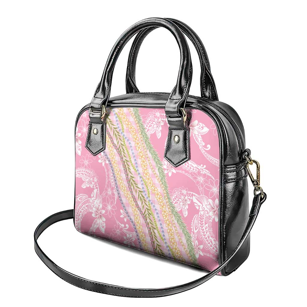 Pink Palaka Hawaii Leis Shoulder Handbag Hawaiian-plaid Elegant Tropical Vibes - Polynesian Pride