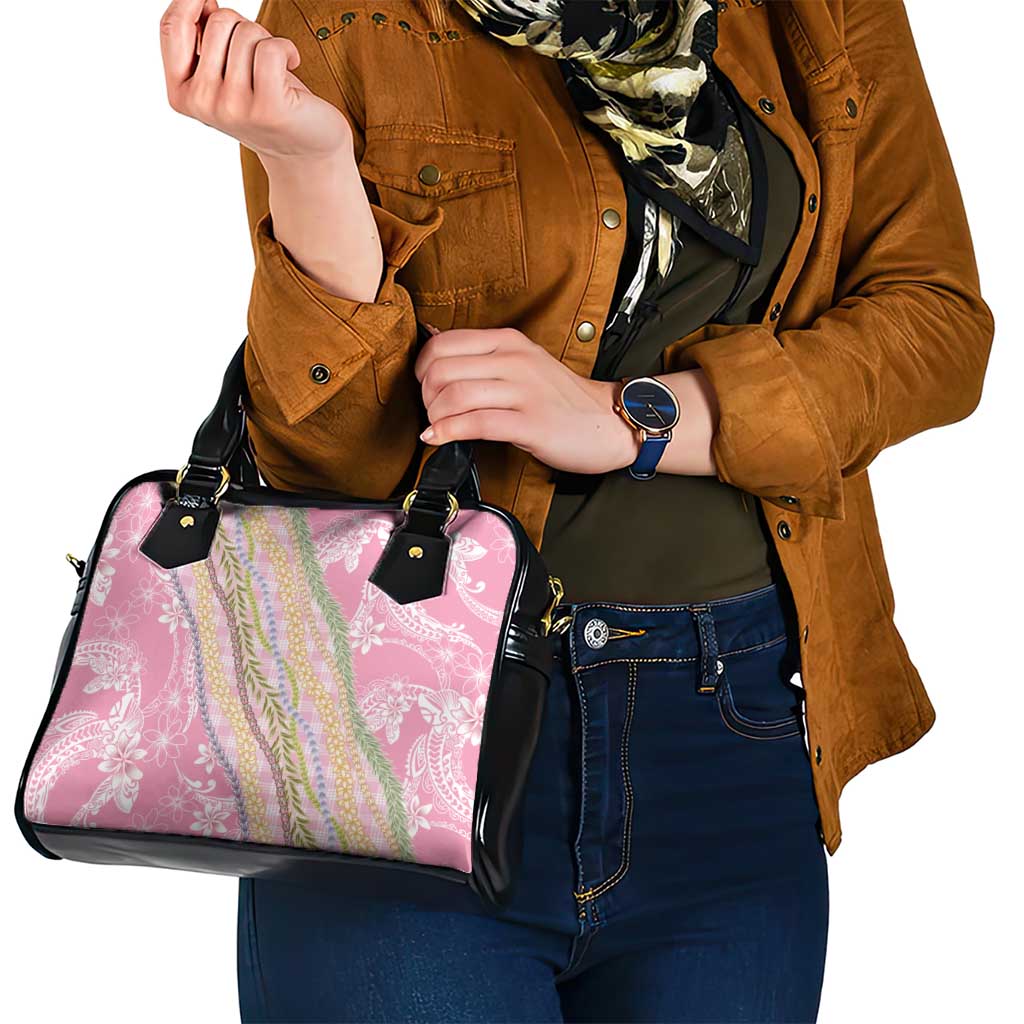 Pink Palaka Hawaii Leis Shoulder Handbag Hawaiian-plaid Elegant Tropical Vibes - Polynesian Pride
