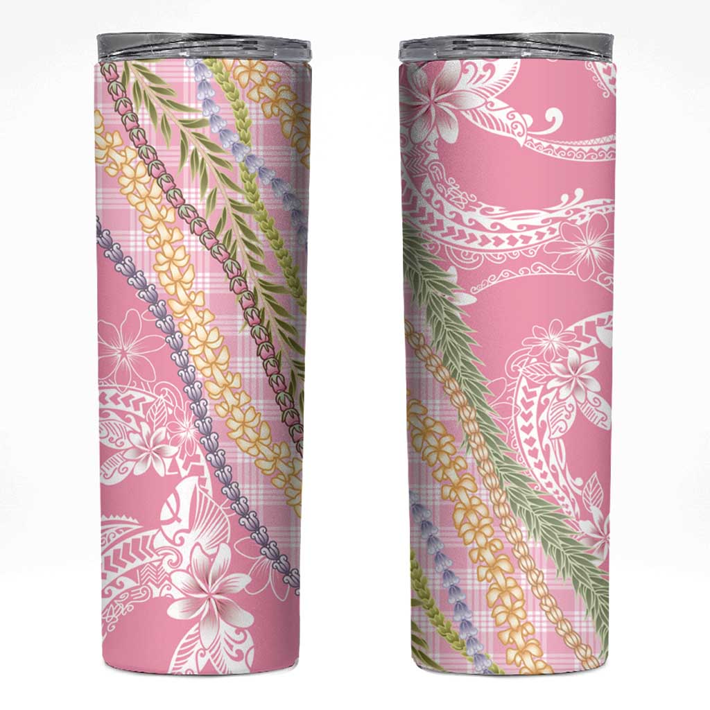 Pink Palaka Hawaii Leis Skinny Tumbler Hawaiian-plaid Elegant Tropical Vibes LT14 Pink - Polynesian Pride