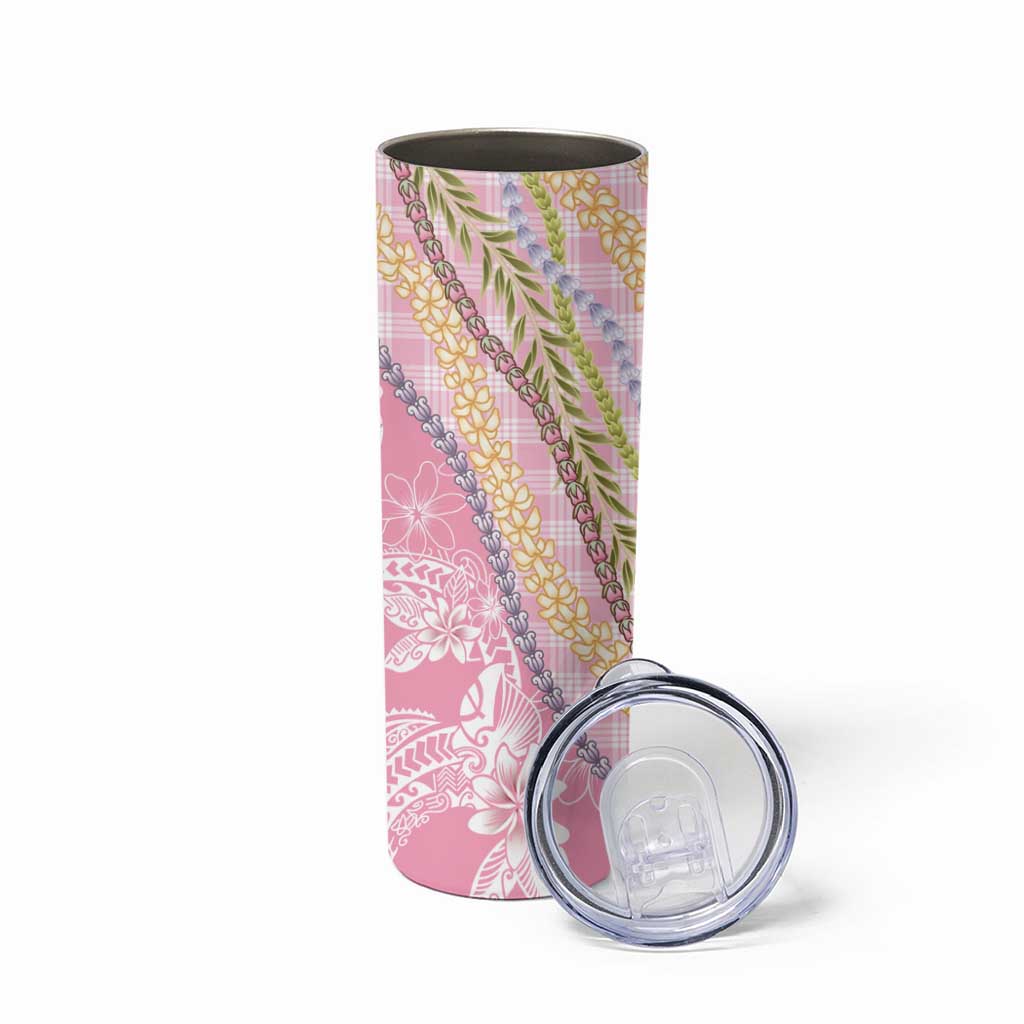 Pink Palaka Hawaii Leis Skinny Tumbler Hawaiian-plaid Elegant Tropical Vibes LT14 - Polynesian Pride