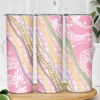 Pink Palaka Hawaii Leis Skinny Tumbler Hawaiian-plaid Elegant Tropical Vibes LT14 - Polynesian Pride
