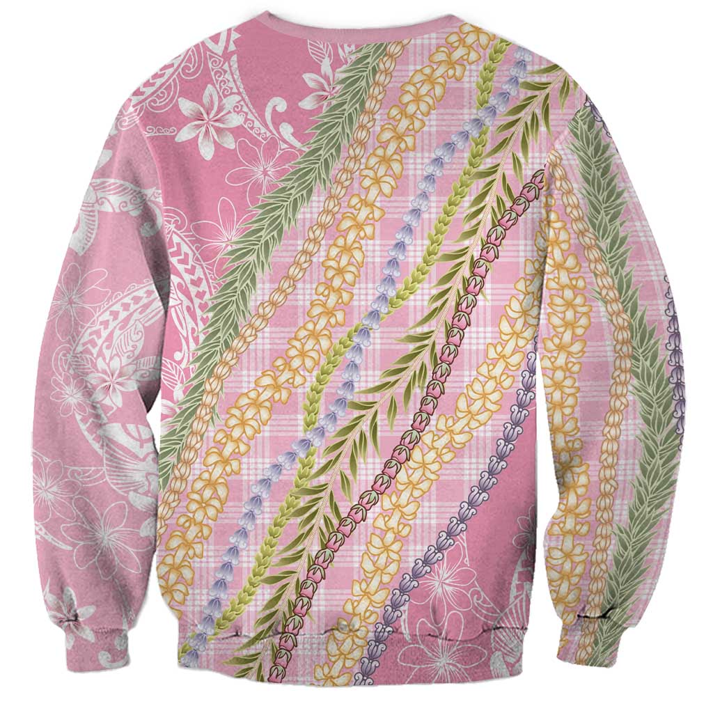 Pink Palaka Hawaii Leis Sweatshirt Hawaiian-plaid Elegant Tropical Vibes - Polynesian Pride