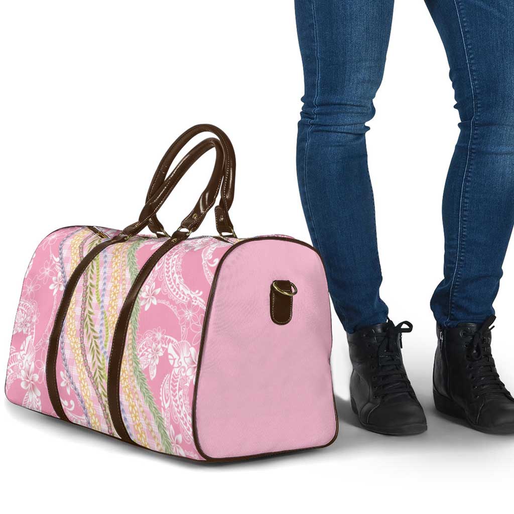 Pink Palaka Hawaii Leis Travel Bag Hawaiian-plaid Elegant Tropical Vibes - Polynesian Pride