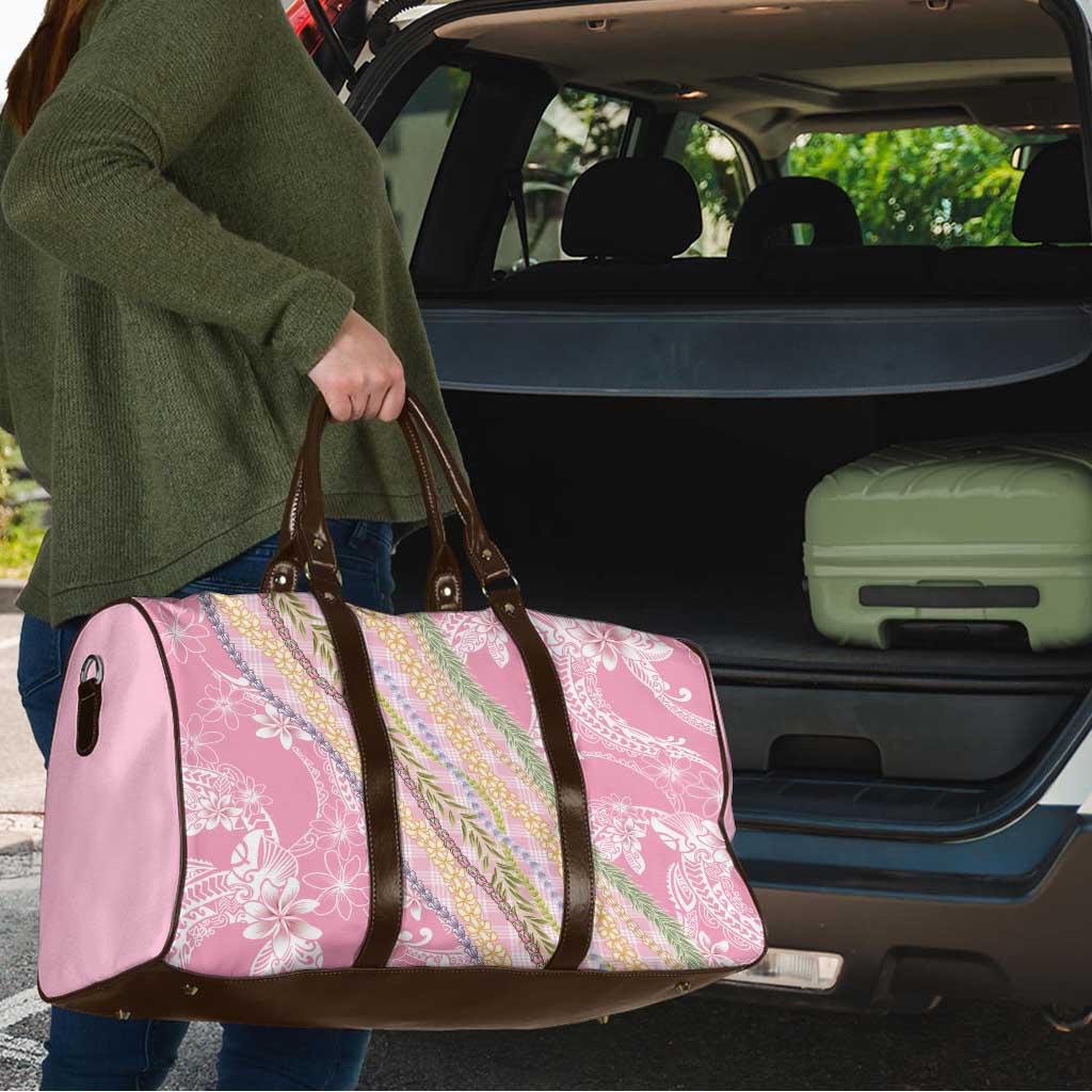 Pink Palaka Hawaii Leis Travel Bag Hawaiian-plaid Elegant Tropical Vibes - Polynesian Pride