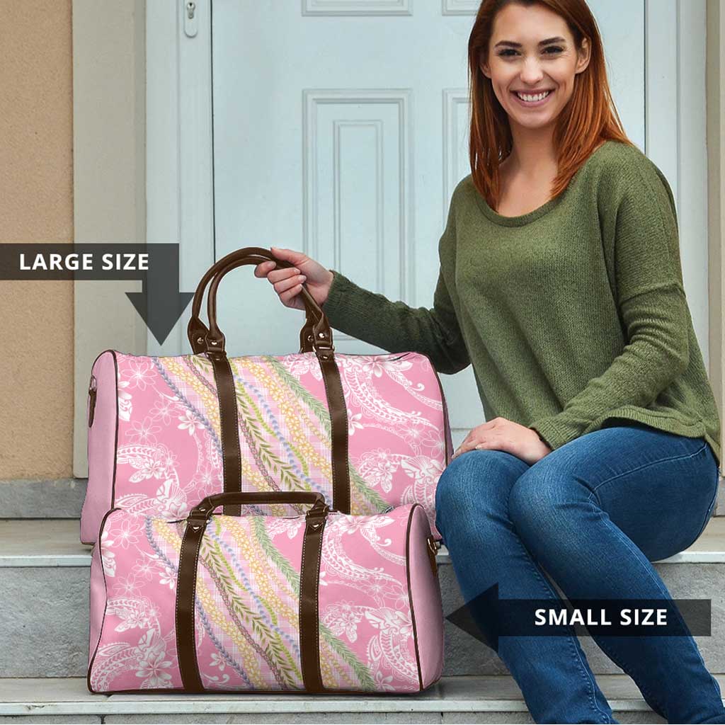 Pink Palaka Hawaii Leis Travel Bag Hawaiian-plaid Elegant Tropical Vibes - Polynesian Pride