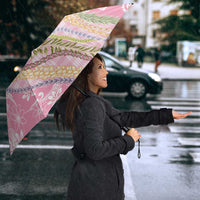 Pink Palaka Hawaii Leis Umbrella Hawaiian-plaid Elegant Tropical Vibes - Polynesian Pride