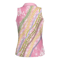 Pink Palaka Hawaii Leis Women Sleeveless Polo Shirt Hawaiian-plaid Elegant Tropical Vibes LT14 - Polynesian Pride