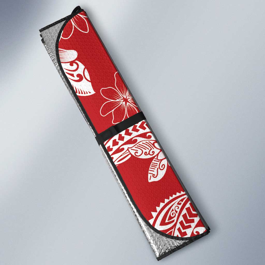 Red Palaka Hawaii Leis Auto Sun Shade Hawaiian-plaid Elegant Tropical Vibes LT14 - Polynesian Pride