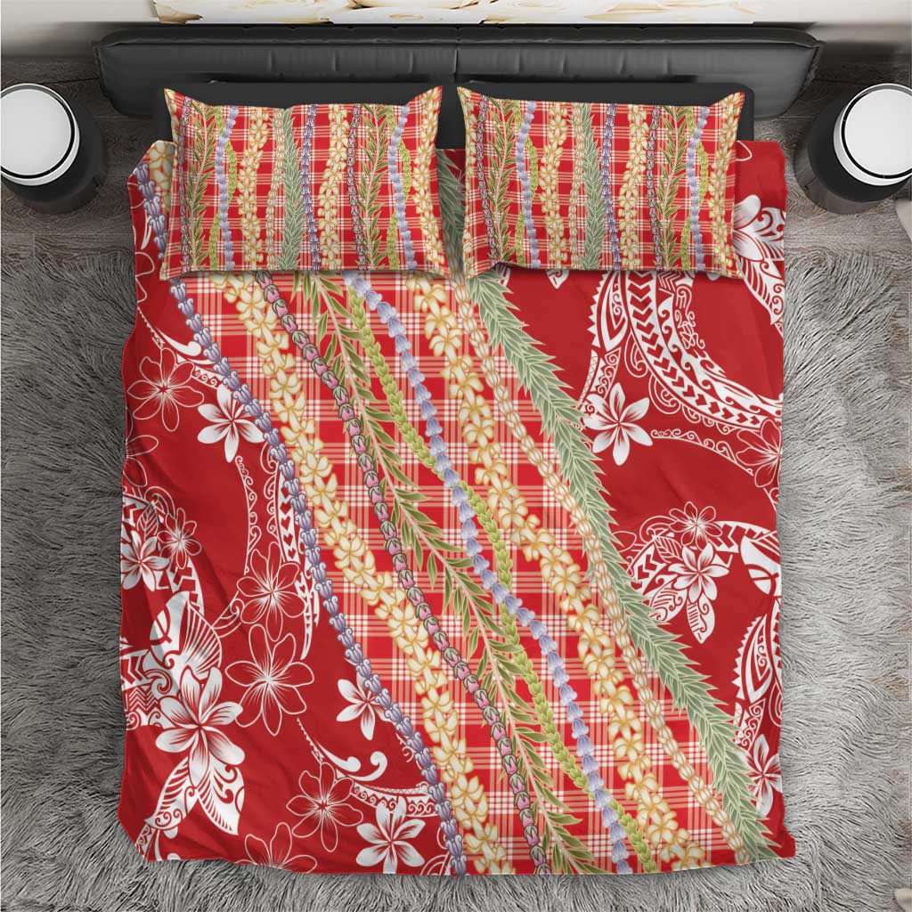 Red Palaka Hawaii Leis Bedding Set Hawaiian-plaid Elegant Tropical Vibes LT14 Red - Polynesian Pride
