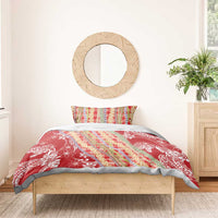 Red Palaka Hawaii Leis Bedding Set Hawaiian-plaid Elegant Tropical Vibes LT14 - Polynesian Pride