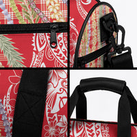 Red Palaka Hawaii Leis Duffle Bag Hawaiian-plaid Elegant Tropical Vibes