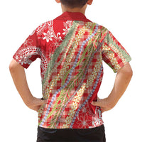 Red Palaka Hawaii Leis Family Matching Short Sleeve Bodycon Dress and Hawaiian Shirt Hawaiian-plaid Elegant Tropical Vibes LT14 - Polynesian Pride