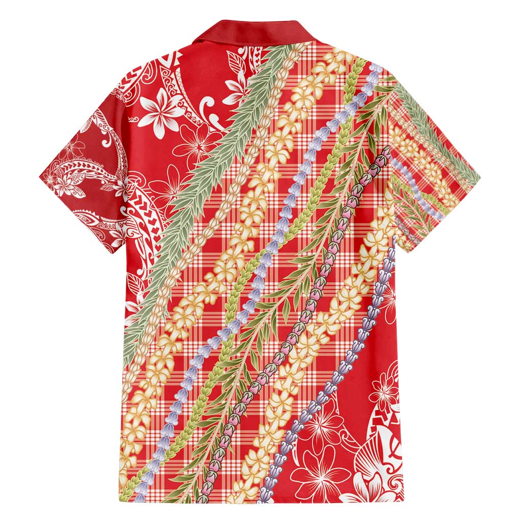 Red Palaka Hawaii Leis Family Matching Summer Maxi Dress and Hawaiian Shirt Hawaiian-plaid Elegant Tropical Vibes LT14 - Polynesian Pride