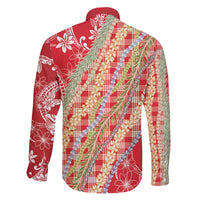 Red Palaka Hawaii Leis Family Matching Summer Maxi Dress and Hawaiian Shirt Hawaiian-plaid Elegant Tropical Vibes LT14 - Polynesian Pride