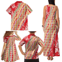 Red Palaka Hawaii Leis Family Matching Tank Maxi Dress and Hawaiian Shirt Hawaiian-plaid Elegant Tropical Vibes LT14 - Polynesian Pride