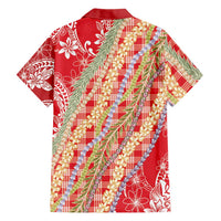 Red Palaka Hawaii Leis Family Matching Tank Maxi Dress and Hawaiian Shirt Hawaiian-plaid Elegant Tropical Vibes LT14 - Polynesian Pride