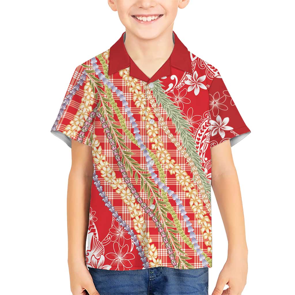 Red Palaka Hawaii Leis Hawaiian Shirt Hawaiian-plaid Elegant Tropical Vibes - Polynesian Pride
