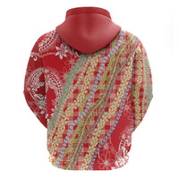 Red Palaka Hawaii Leis Hoodie Hawaiian-plaid Elegant Tropical Vibes LT14 - Polynesian Pride