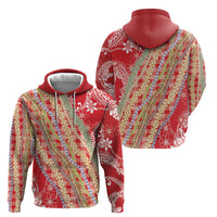 Red Palaka Hawaii Leis Hoodie Hawaiian-plaid Elegant Tropical Vibes LT14 - Polynesian Pride