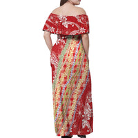 Red Palaka Hawaii Leis Off Shoulder Maxi Dress Hawaiian-plaid Elegant Tropical Vibes LT14 - Polynesian Pride