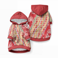 Red Palaka Hawaii Leis Pet Hoodie Hawaiian-plaid Elegant Tropical Vibes