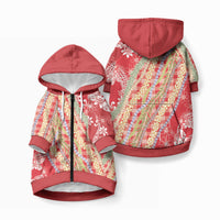 Red Palaka Hawaii Leis Pet Hoodie Hawaiian-plaid Elegant Tropical Vibes