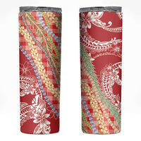 Red Palaka Hawaii Leis Skinny Tumbler Hawaiian-plaid Elegant Tropical Vibes LT14 Red - Polynesian Pride