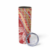 Red Palaka Hawaii Leis Skinny Tumbler Hawaiian-plaid Elegant Tropical Vibes LT14 - Polynesian Pride